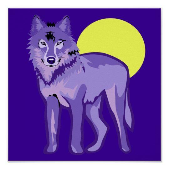 Cool Purple Wolf Logo - Cool Purple Wolf Full Moon Poster