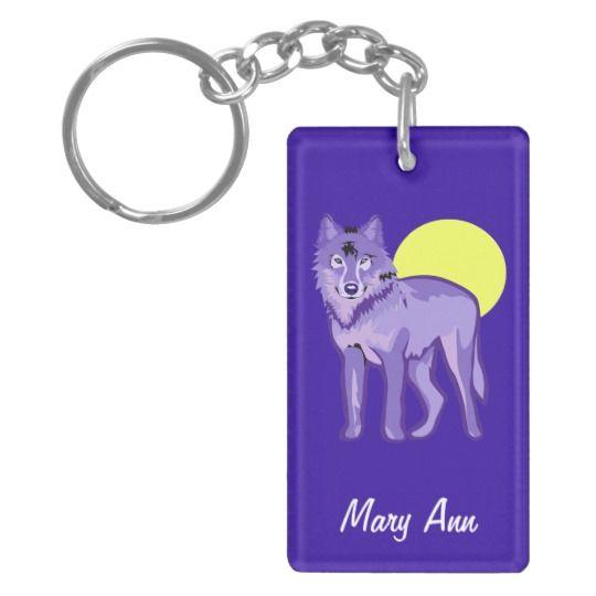 Cool Purple Wolf Logo - Cool Purple Wolf Full Moon Keychain | Zazzle.com