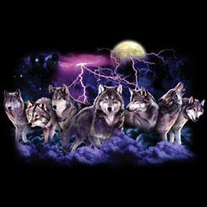 Cool Purple Wolf Logo - Leader Of The Pack Wolf Lightning Wolves Moon Cool T-Shirt Tee | eBay