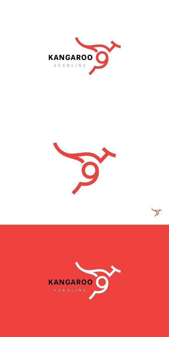 In Shape of Red Kangaroo Logo - Kangaroo logo drawn with line and simple shapes | DMK Symbol | Logos ...