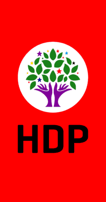 White Background with Red M Logo - Peoples' Democratic Party (Turkey)