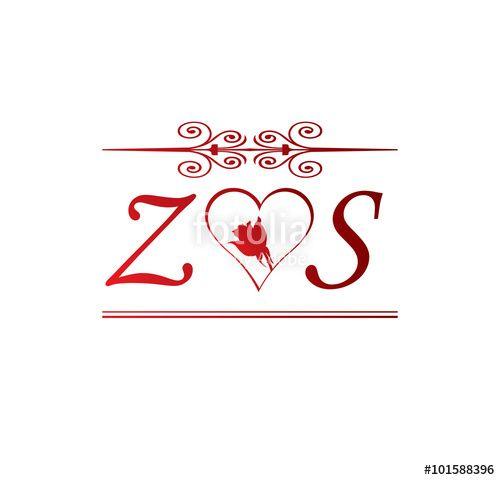 ZS Logo - ZS love initial with red heart and rose