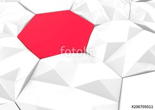 Red Hexagon Sports Logo - 3d rendering. Red hexagon surrounded by other white background ...