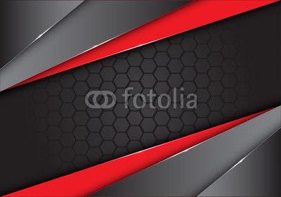 Red Hexagon Sports Logo - Abstract red black metallic on dark hexagon mesh design modern