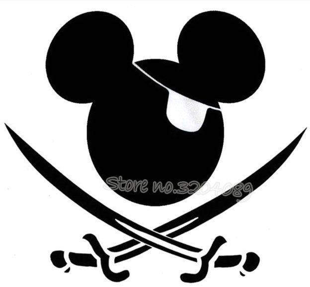 Mickey Mouse Pirate Logo - Cartoon Animated Mickey Mouse Pirate wall Sticker Boy toy box ...