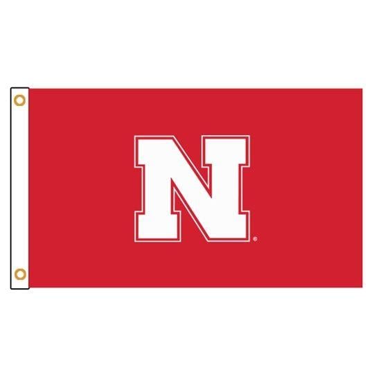 Nebraska N Logo - Nebraska Iron N Applique Flag | Lawlor's Custom Sportswear