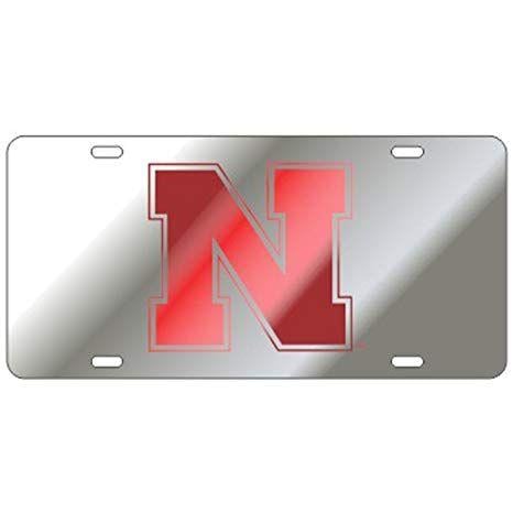 Nebraska N Logo - Amazon.com : Nebraska Cornhuskers Mirrored Laser Cut License Plate ...