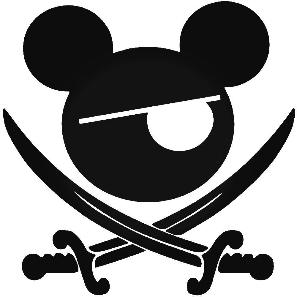 Mickey Mouse Pirate Logo - Mickey Mouse Pirate Jolly Roger Vinyl Decal Sticker