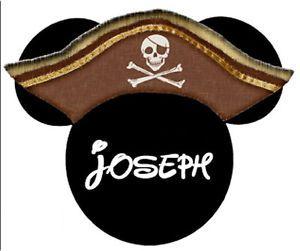 Mickey Mouse Pirate Logo - DISNEY MICKEY MOUSE PIRATE PERSONALIZED FABRIC/T-SHIRT IRON ON ...