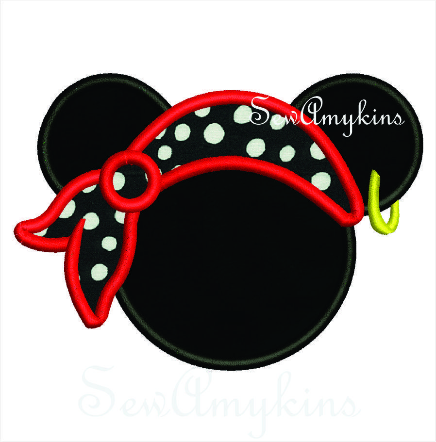 Mickey Mouse Pirate Logo - Mickey Mouse Pirate hat applique 3 sizes - SewAmykins