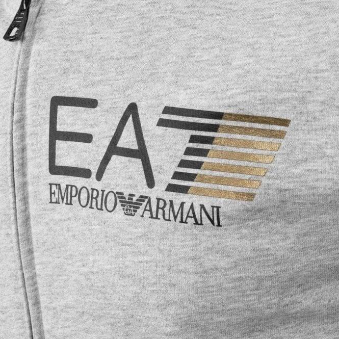 Light Grey Logo - Ea7| Ea7 Big Logo Zip Sweatshirt in Light Grey|Chameleon Menswear