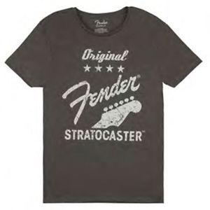 Light Grey Logo - Fender Original Stratocaster Men's T Shirt - Charcoal Grey w/Light ...