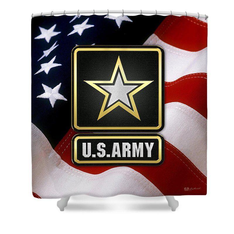Simple Army Logo - U. S. Army Logo Over American Flag. Shower Curtain