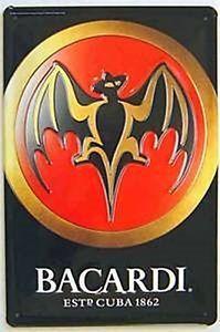 Bacardi Bat Logo - Bacardi Bat Logo embossed steel sign pt 300mm x 200mm (hi)
