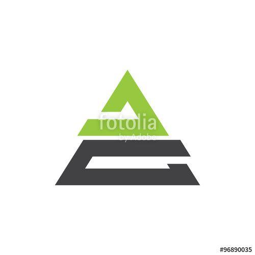 Triangle Mountain Logo - Grey And Green Shape Triangle Mountain Logo Template Stock image