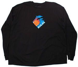 Fashion with a Black Wave Logo - Mens Pink Dolphin Wave Tour Long Sleeve Fashion LS Shirt Black XL