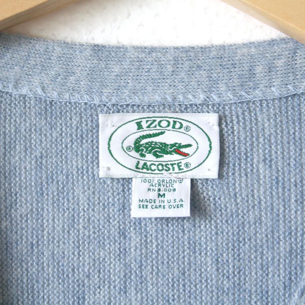 Old Izod Logo - Vintage 80s Slate Blue Izod Lacoste Alligator Cardigan Ugly Sweater