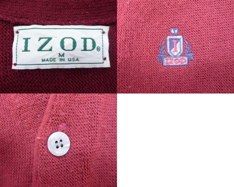 Old Izod Logo - RUSHOUT: Old clothes knit cardigan IZOD logo crimson large size used ...