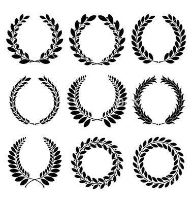 Laurel Wreath Logo - Set from black laurel wreath vector. Gemini. Tattoos, Wreaths
