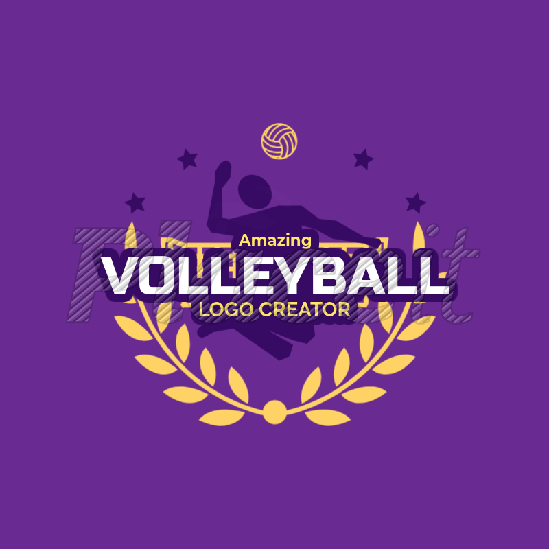 Laurel Wreath Logo - Placeit Maker with Badge and Laurel Wreath for a Volleyball Logo