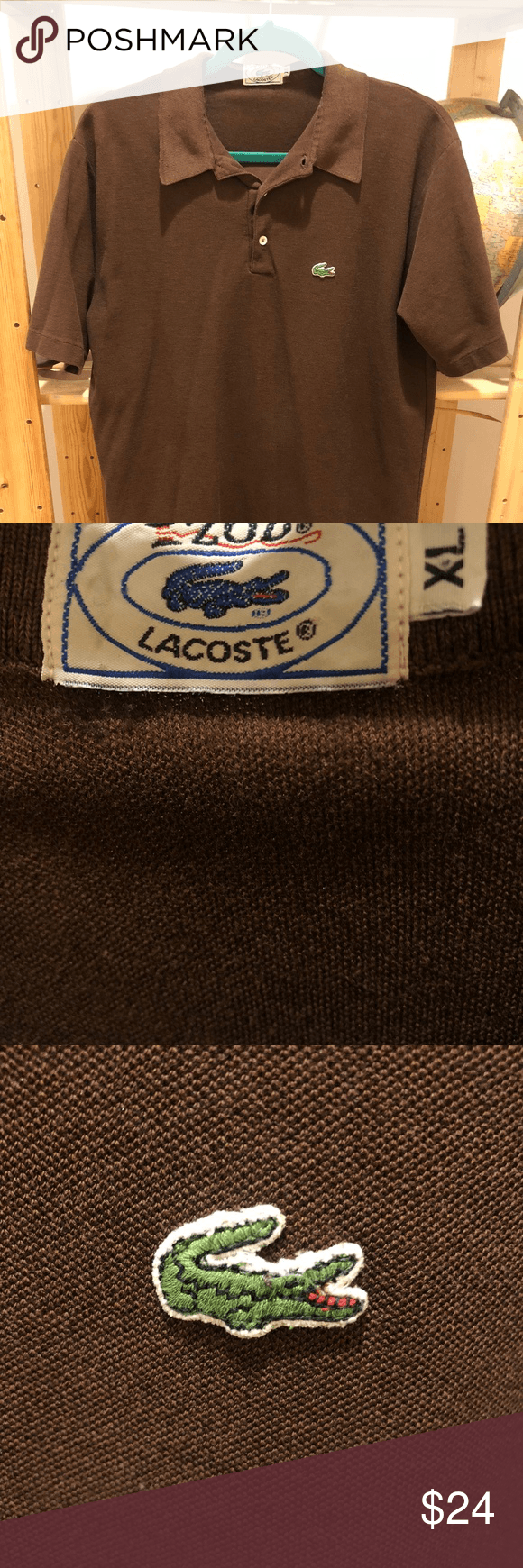 Old Izod Logo - Vintage Izod Lacoste Polo Shirt Brown Vintage Izod Lacoste Mens Polo ...