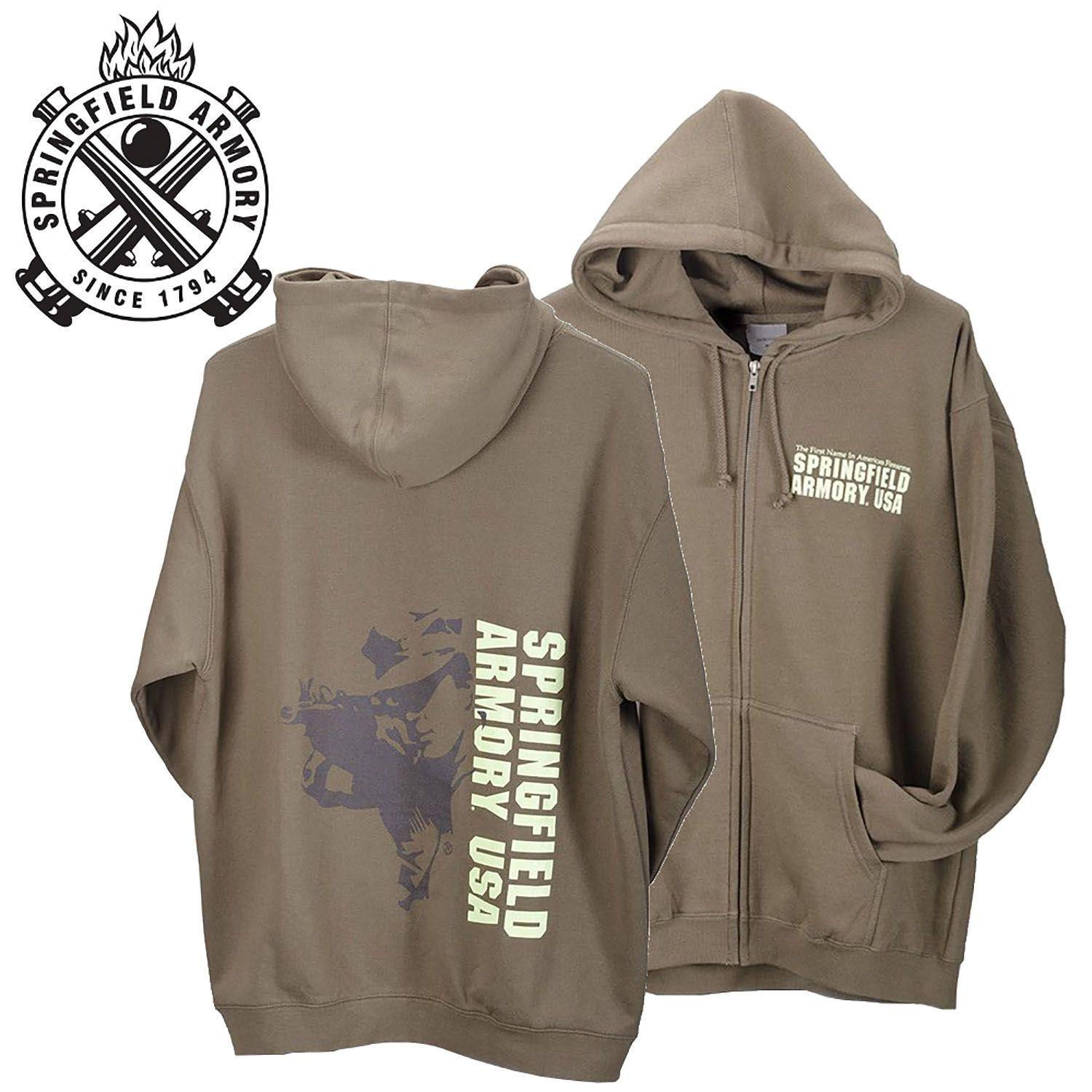 Springfield Armory Shooter Logo - Springfield Armory Shooter Logo Full Zip Sweatshirt, OD Green: MGW