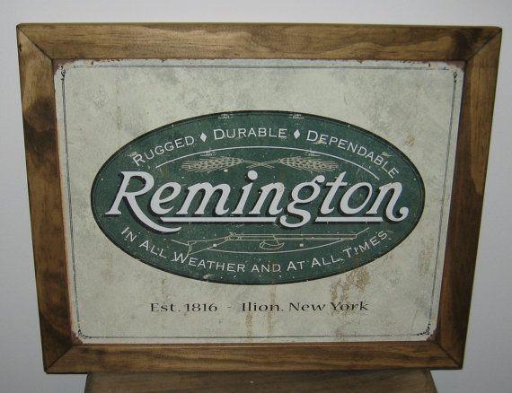 Vintage Remington Logo - Framed Vintage Tin Sign, Remington logo. guns, hunting, 2nd ...