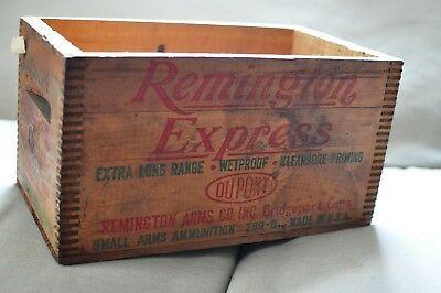 Vintage Remington Logo - EXCELLENT VINTAGE REMINGTON EXPRESS DUPONT AMMO BOX / Crate DOVETAIL