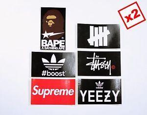 BAPE Supreme Yeezys Brand Logo - 12 PACK STICKERS - ADIDAS YEEZY ULTRA BOOST UNDEFEATED SUPREME BAPE ...