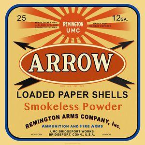 Vintage Remington Logo - Reproduction Vintage Remington Arrow Shotgun Shell Box Label Canvas ...