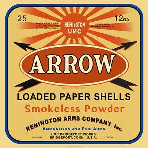 Vintage Remington Logo - Reproduction Vintage Remington Arrow Shotgun Shell Box Label Canvas