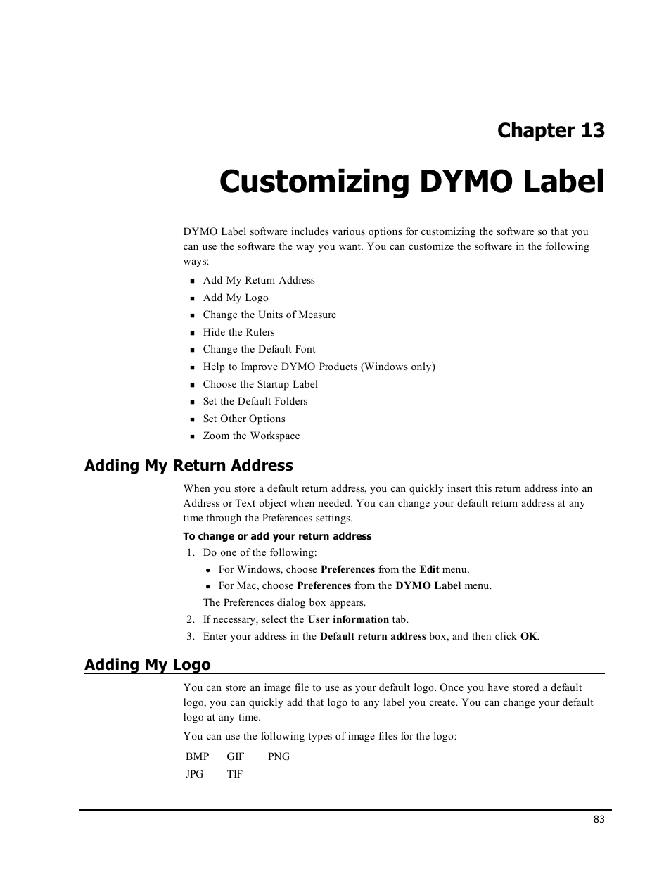 DYMO Logo - Customizing dymo label, Adding my return address, Adding my logo