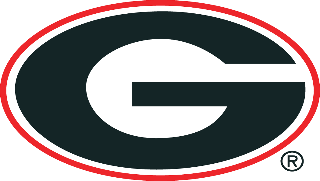 Red Oval Sports Logo - Georgia Bulldogs Primary Logo (1964) - A black G in a red oval ...