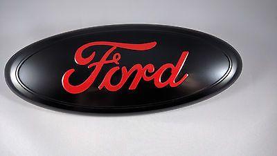 Black and Red Oval Logo - MATTE BLACK RED FORD 04 14 F150 Grille Tailgate Emblem Oval Decal
