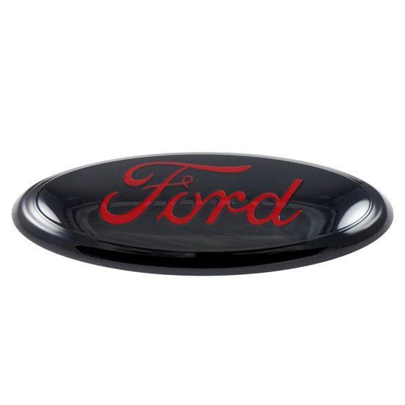 Black and Red Oval Logo - Ford Ranger custom painted Black Red letter oval emblem fits all 9 ...