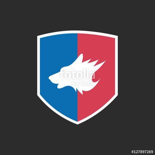 Red Shield Logo - Wolf Logo With Blue And Red Shield Stock Image And Royalty Free