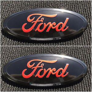 Black and Red Oval Logo - 2 FORD F-150 2004-2014 BLACK RED OVAL FRONT GRILLE & TAILGATE 9 INCH ...