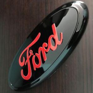 Black and Red Oval Logo - BLACK RED FORD 04 14 F150 Rear Grill Tailgate Emblem Oval Decal