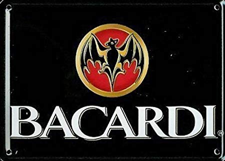 Bacardi Bat Logo - Bacardi Bat logo miniature metal sign / metal postcard hi ls