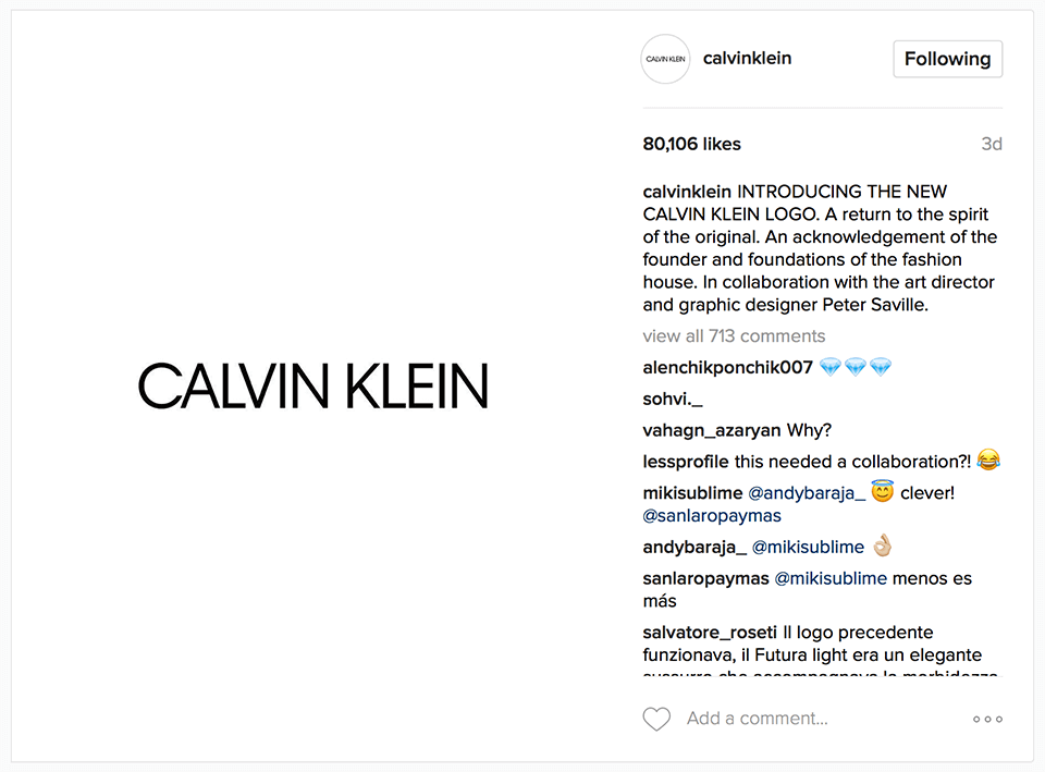 Calvin Klein New Logo - Fashion brand Calvin Klein launches their new logo. | Truly Deeply ...