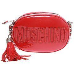 Black and Red Oval Logo - Moschino Vintage black Mini Belt Bag with Peace / Love Belt