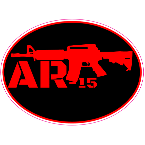 Black and Red Oval Logo - AR 15 Black Red Oval Decal