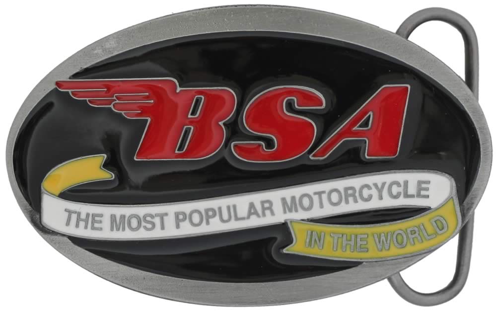 Black and Red Oval Logo - BSA Oval Scroll black red Belt Buckle with display stand ME3