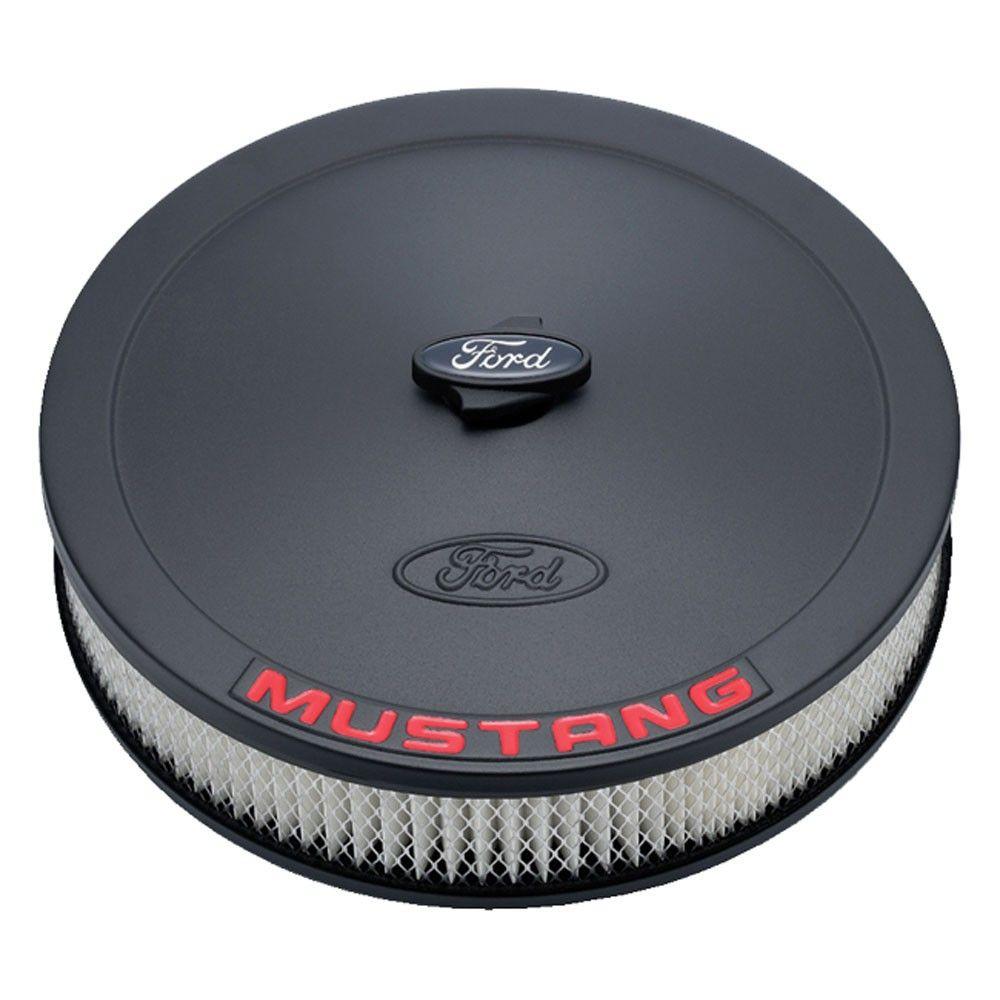 Black and Red Oval Logo - Ford Performance 302 362 Mustang Air Cleaner 13 Round Black With