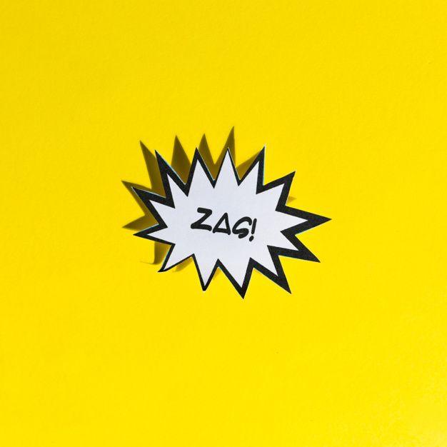 Yellow Bubble Logo - Zag! white comic speech bubble with black border on yellow ...