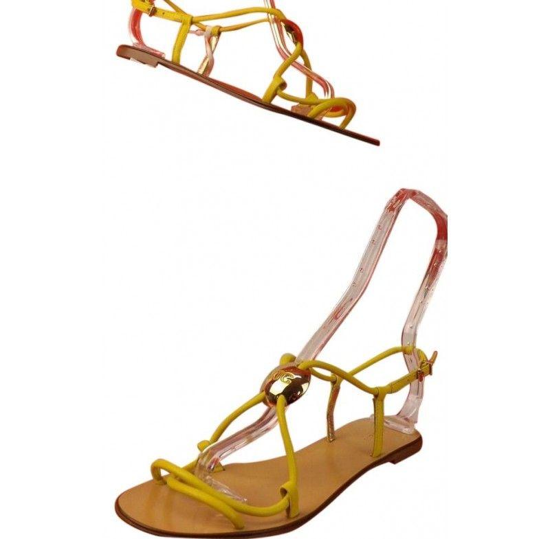 Yellow Bubble Logo - Women's Shoes Sandals Acacia Vjc Yellow Leather Gladiator Bubble