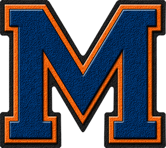 Orange and Blue M Logo - Presentation Alphabets: Royal Blue & Orange Varsity Letter M