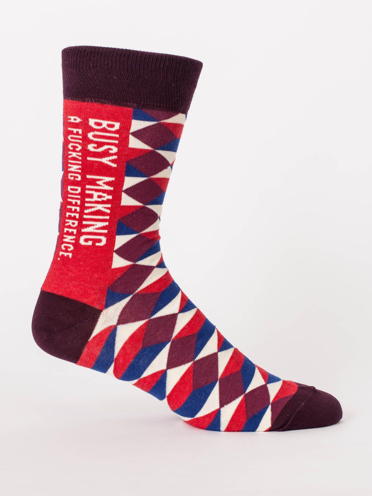 Red and Blue Q Logo - Busy Making A Fucking Difference M Crew Socks