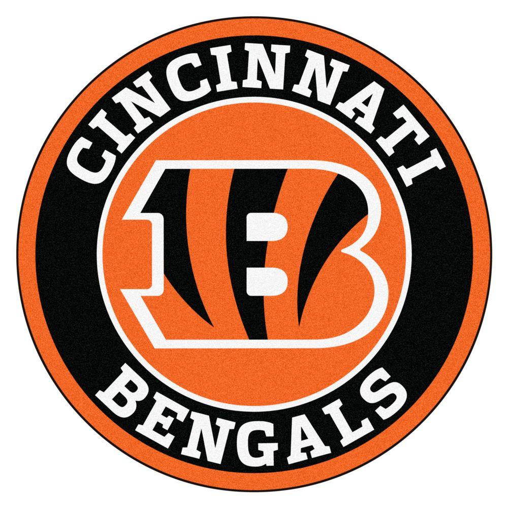 NFL Bengals Logo - FANMATS NFL Cincinnati Bengals Black 2 ft. Round Area Rug-17955 ...