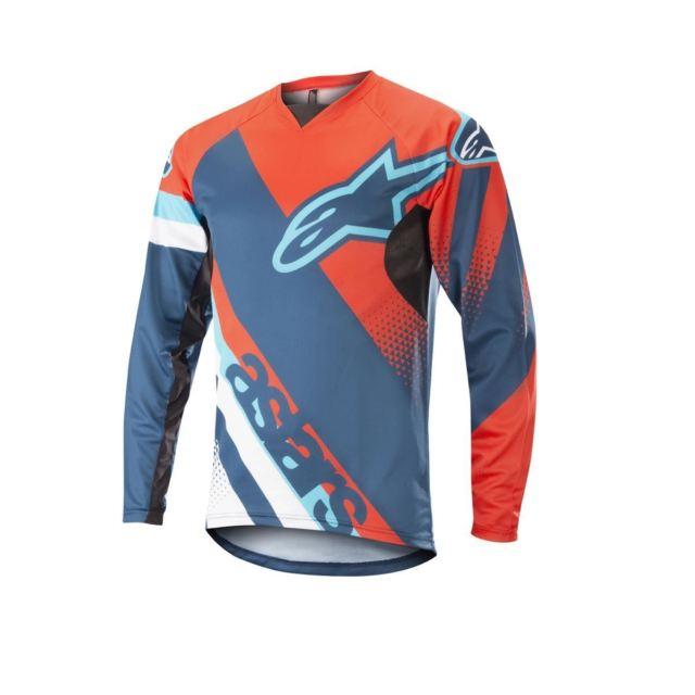 Orange and Blue M Logo - Alpinestars Racer Long Sleeve Jersey 2018 Energy Orange Poseidon